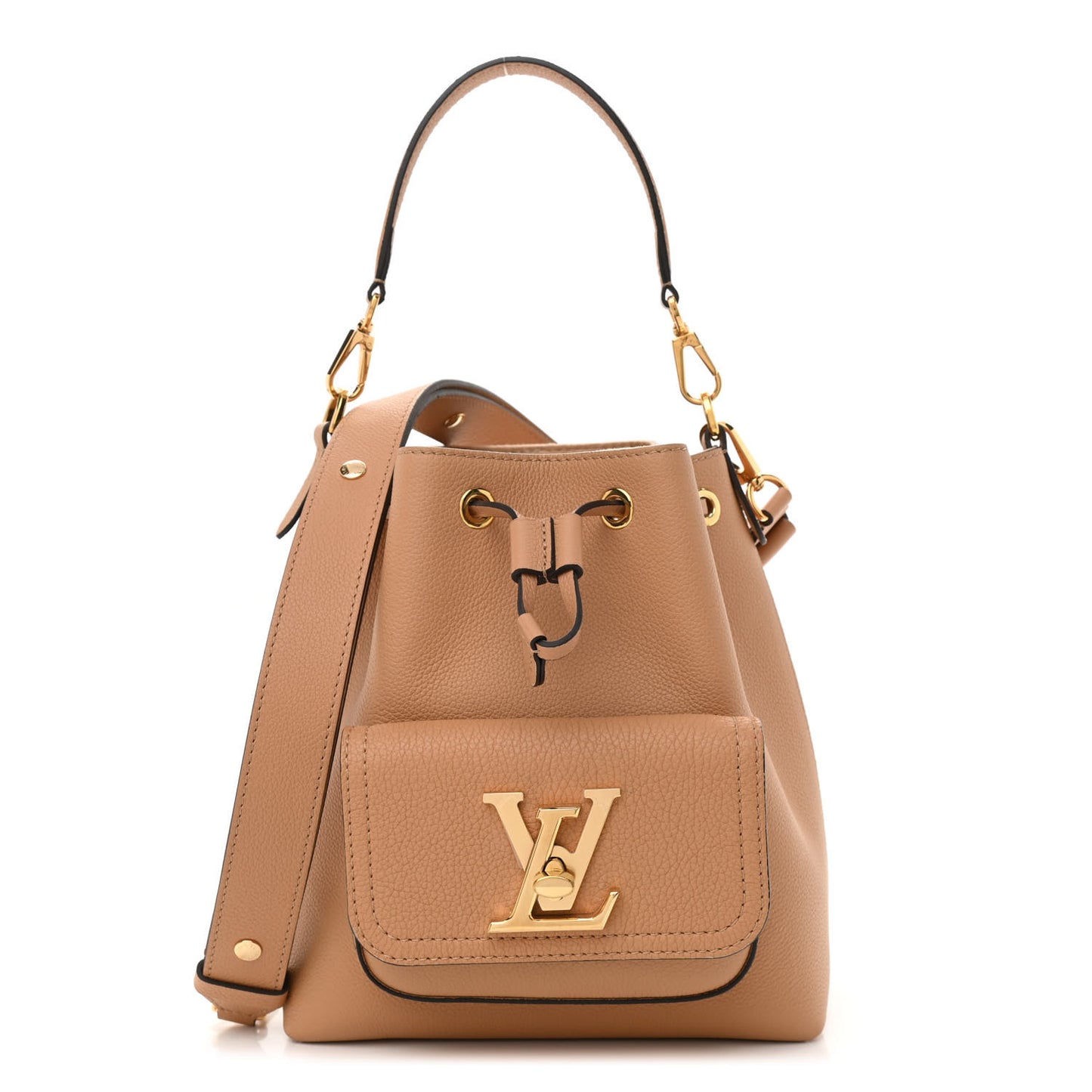 Calfskin Lockme Bucket MM Arizona Beige