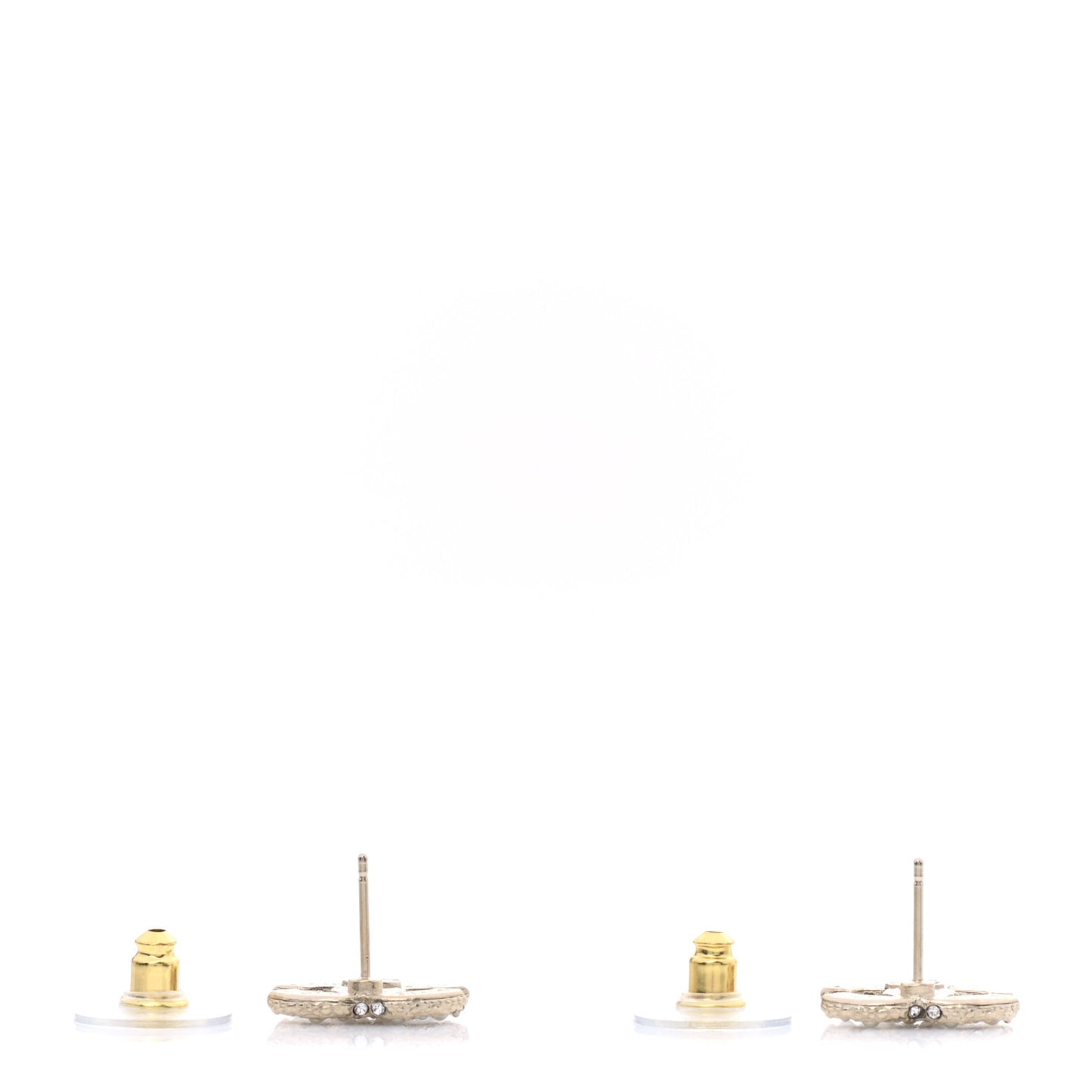 Metal Graduated Pearl Crystal CC Earrings Light Gold