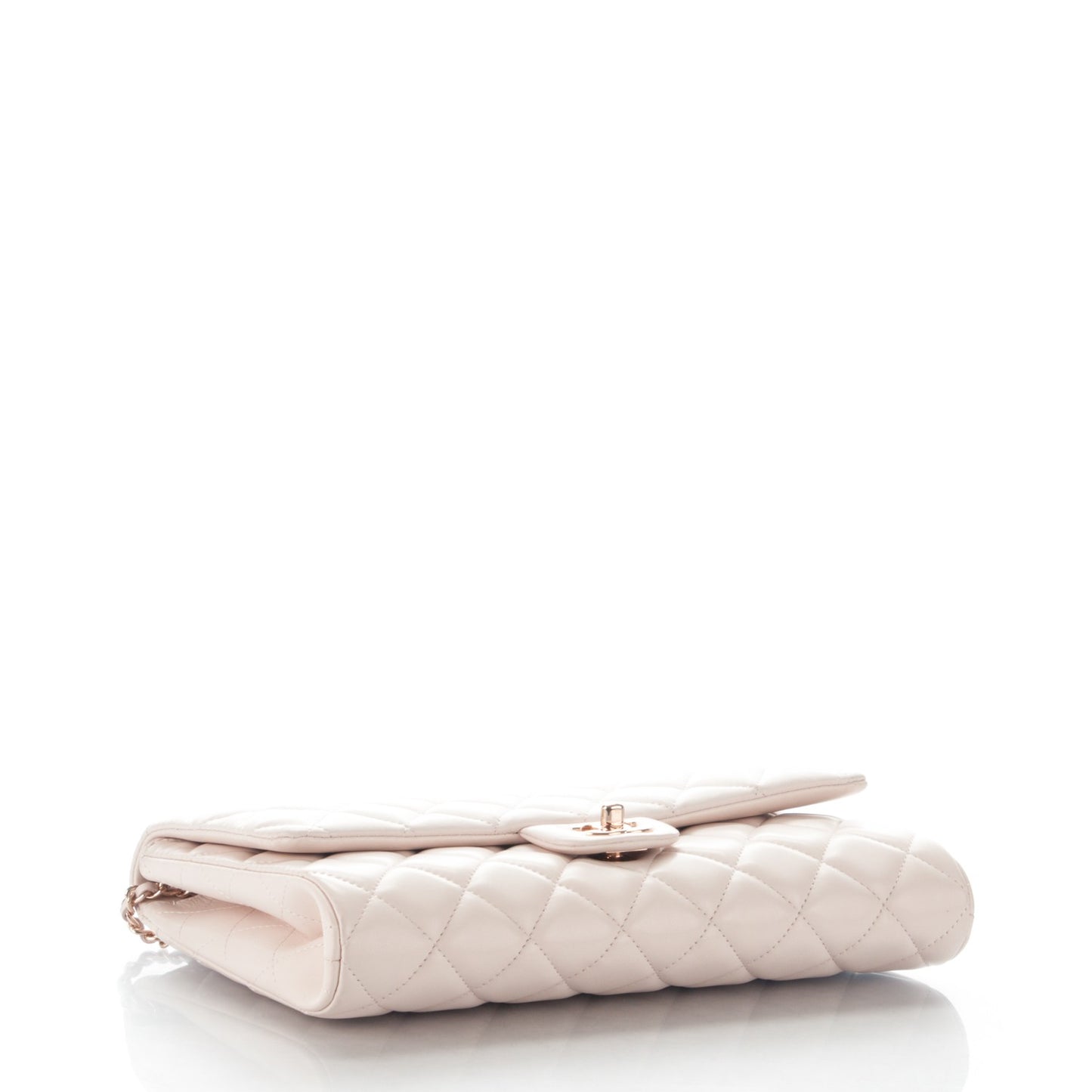 Lambskin Quilted Clutch With Chain Flap Light Pink