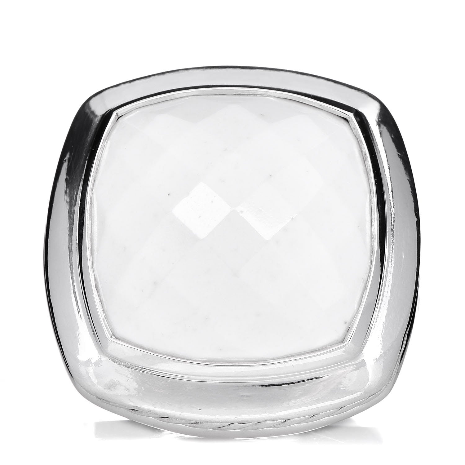 David Yurman Sterling Silver White Agate 16mm Albion Statement Ring 54 7 1 of 6