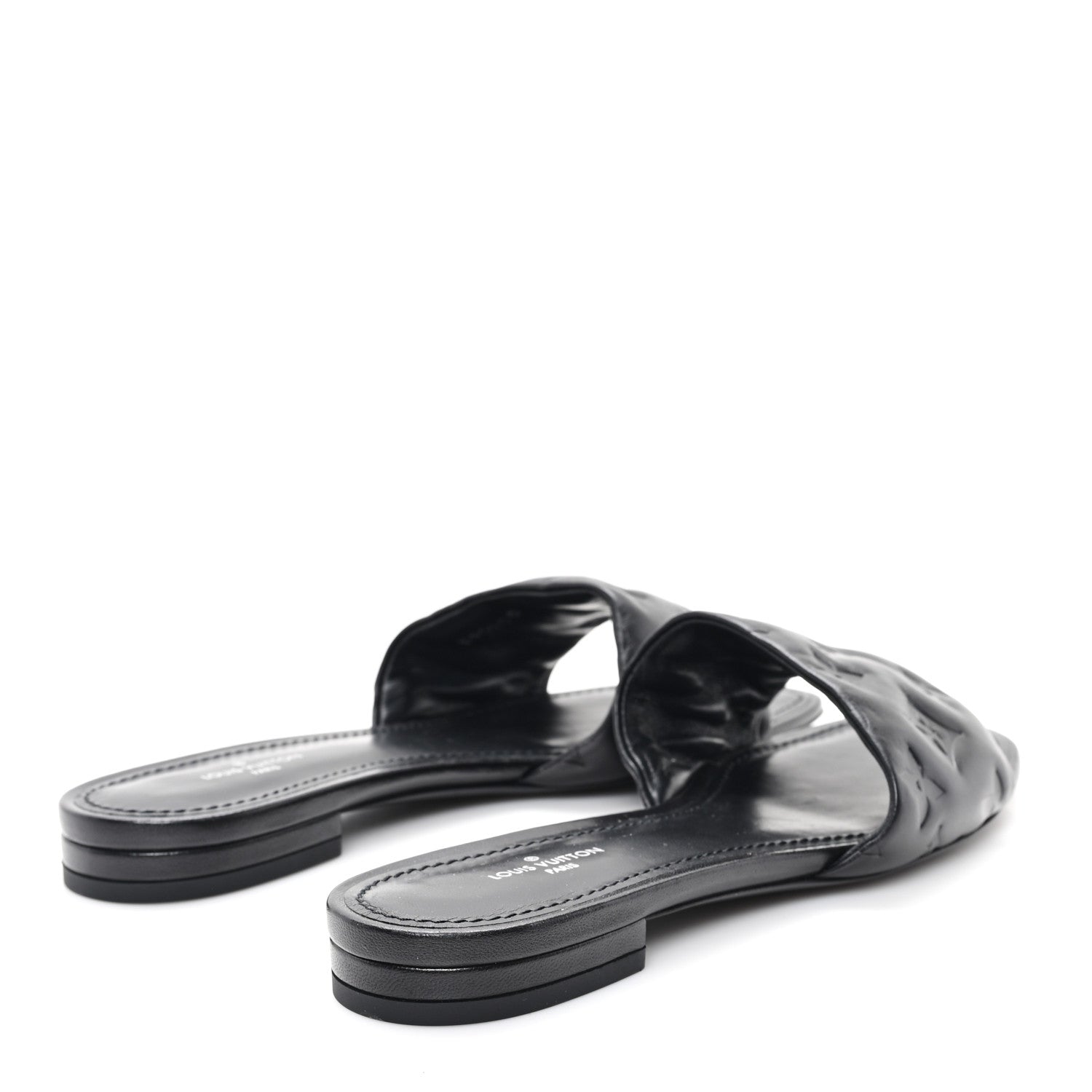 Louis Vuitton Lambskin Embossed Monogram Revival Flat Mules 37 Black 5 of 9