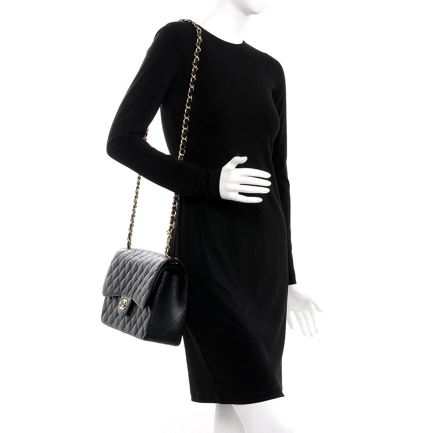 Chanel Caviar Quilted Jumbo Double Flap Black 2 of 8