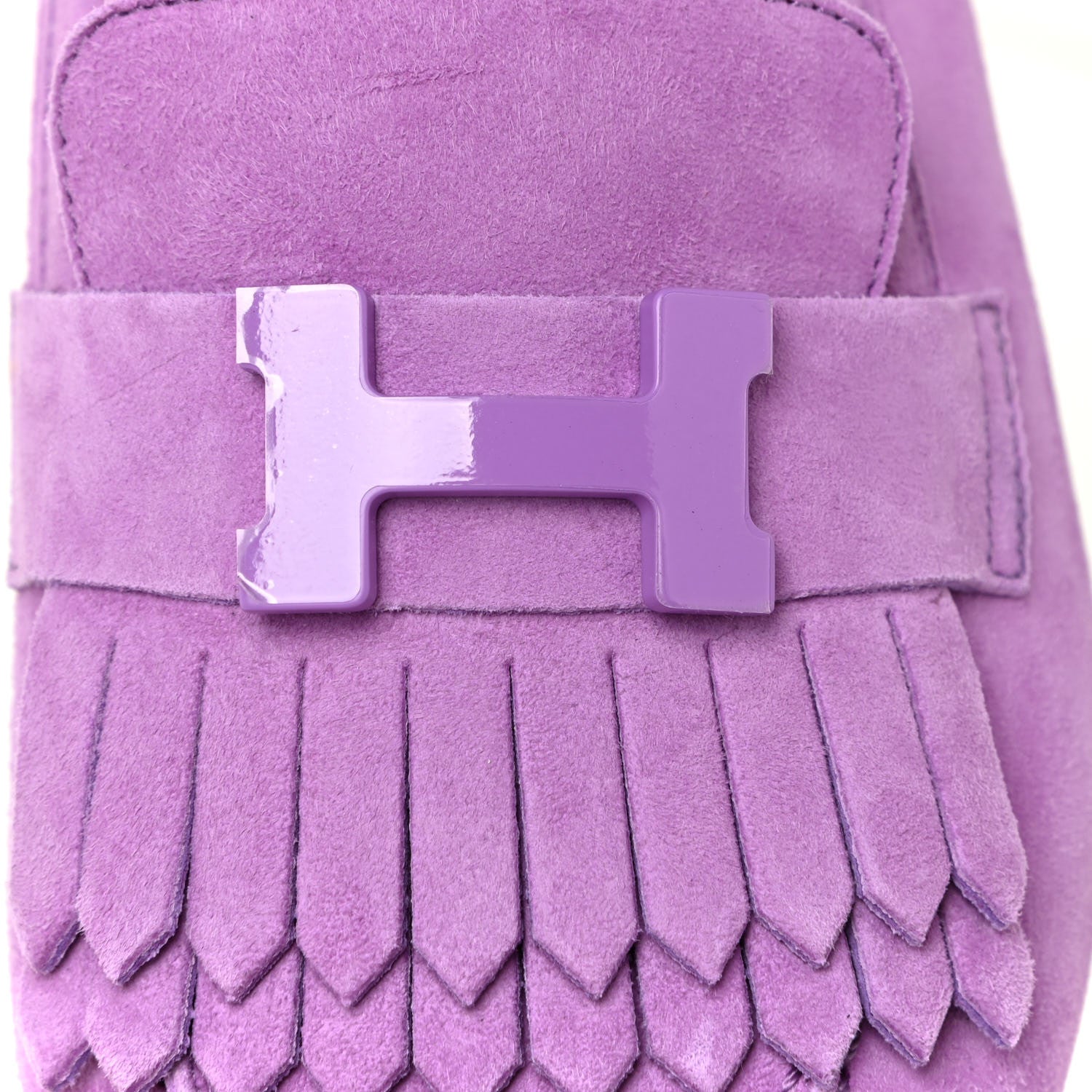 Hermes Suede Goatskin Womens Royal Loafers 36 Violet Parme 10 of 13