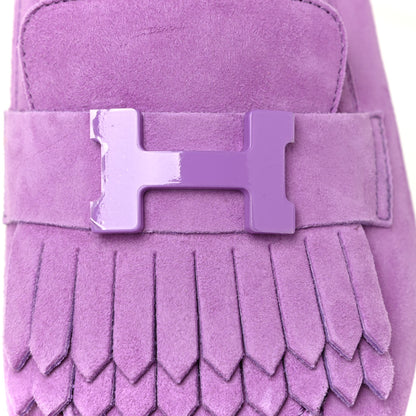 Hermes Suede Goatskin Womens Royal Loafers 36 Violet Parme 10 of 13