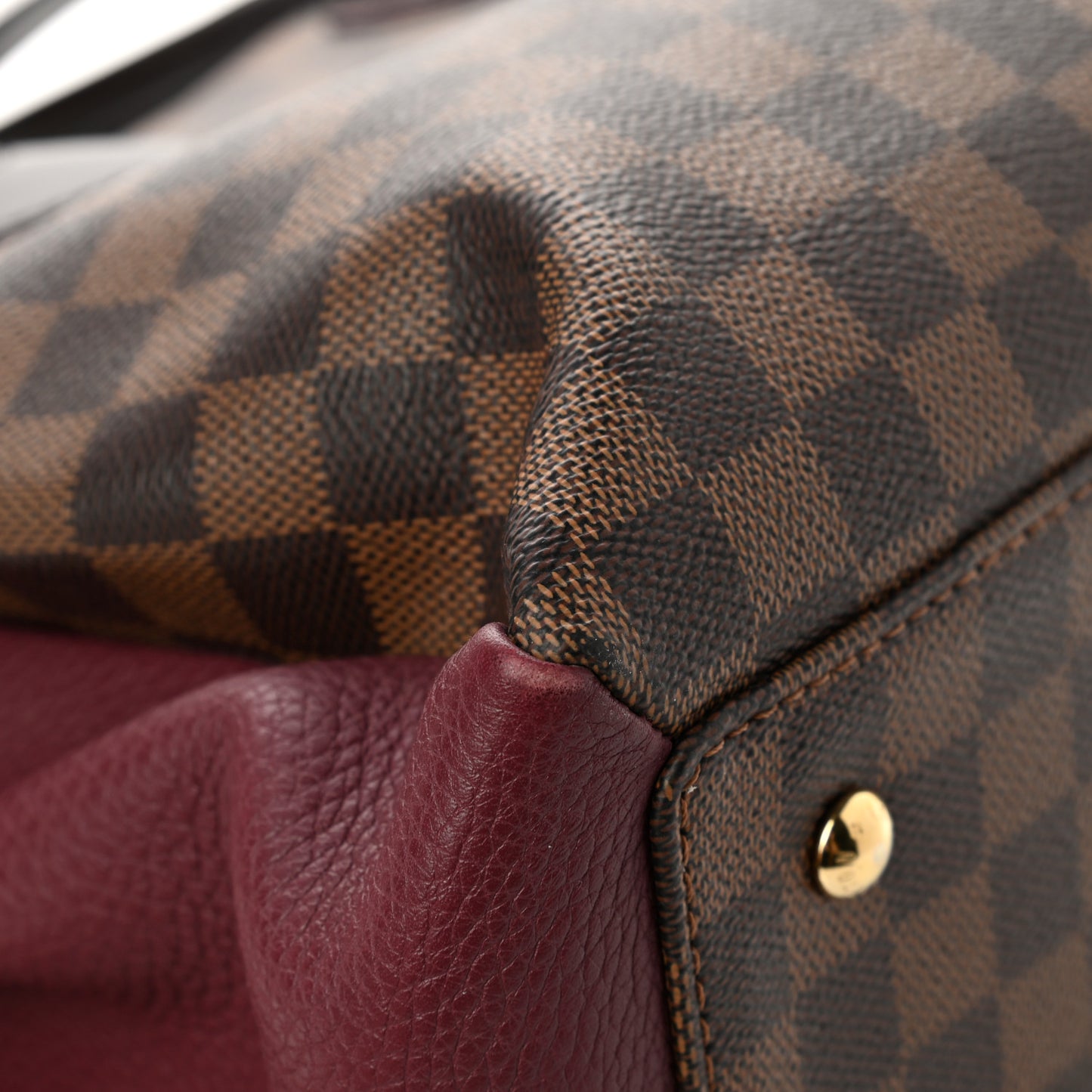Cuir Taurillon Damier Ebene Normandy Bordeaux
