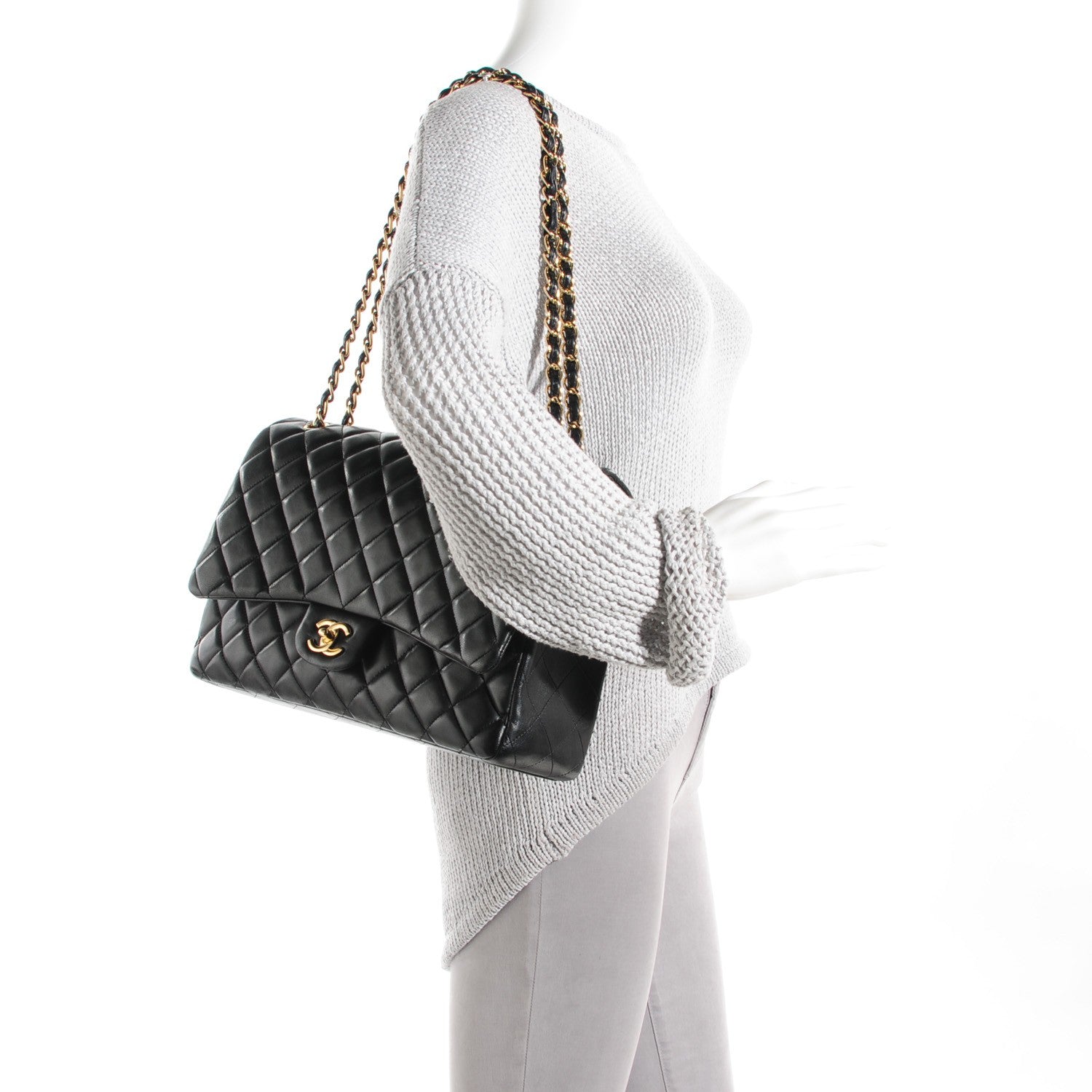 Chanel Lambskin Quilted Maxi Single Flap Black 2 of 8