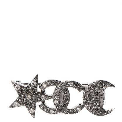 Chanel Crystal Star Moon CC Brooch Silver 1 of 5