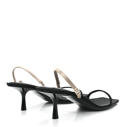 Saint Laurent Satin Slingback Jaspe 55 Sandals 38 Black Partridge Pink 5 of 9
