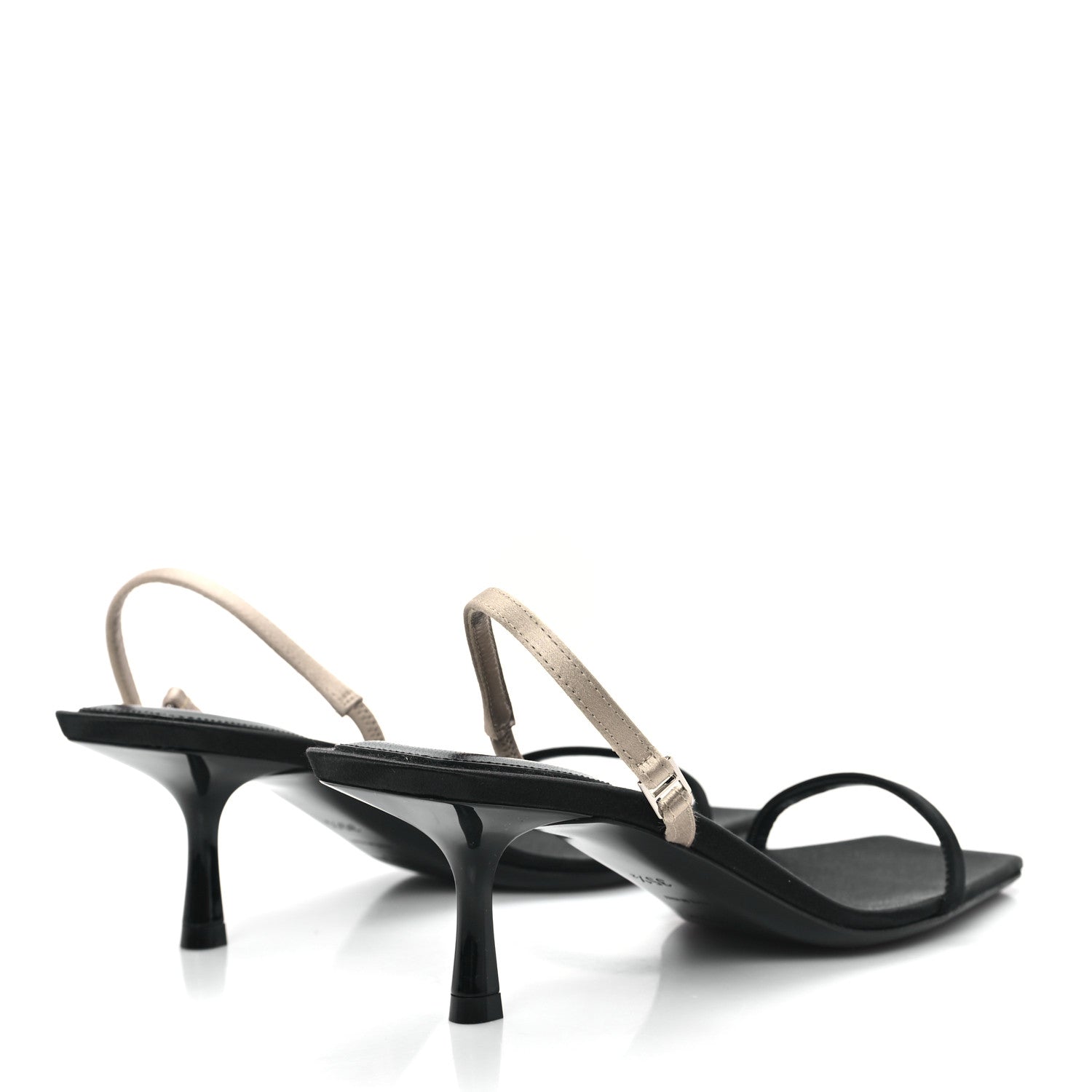 Saint Laurent Satin Slingback Jaspe 55 Sandals  35.5 Black Partridge Pink 5 of 9