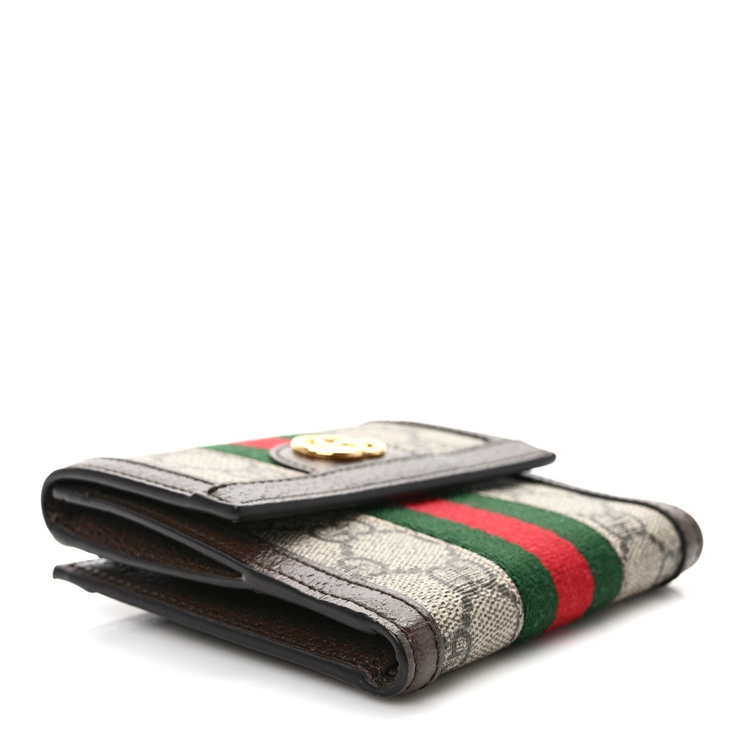 Gucci GG Supreme Monogram Web Ophidia French Flap Wallet Beige New Acero 4 of 6