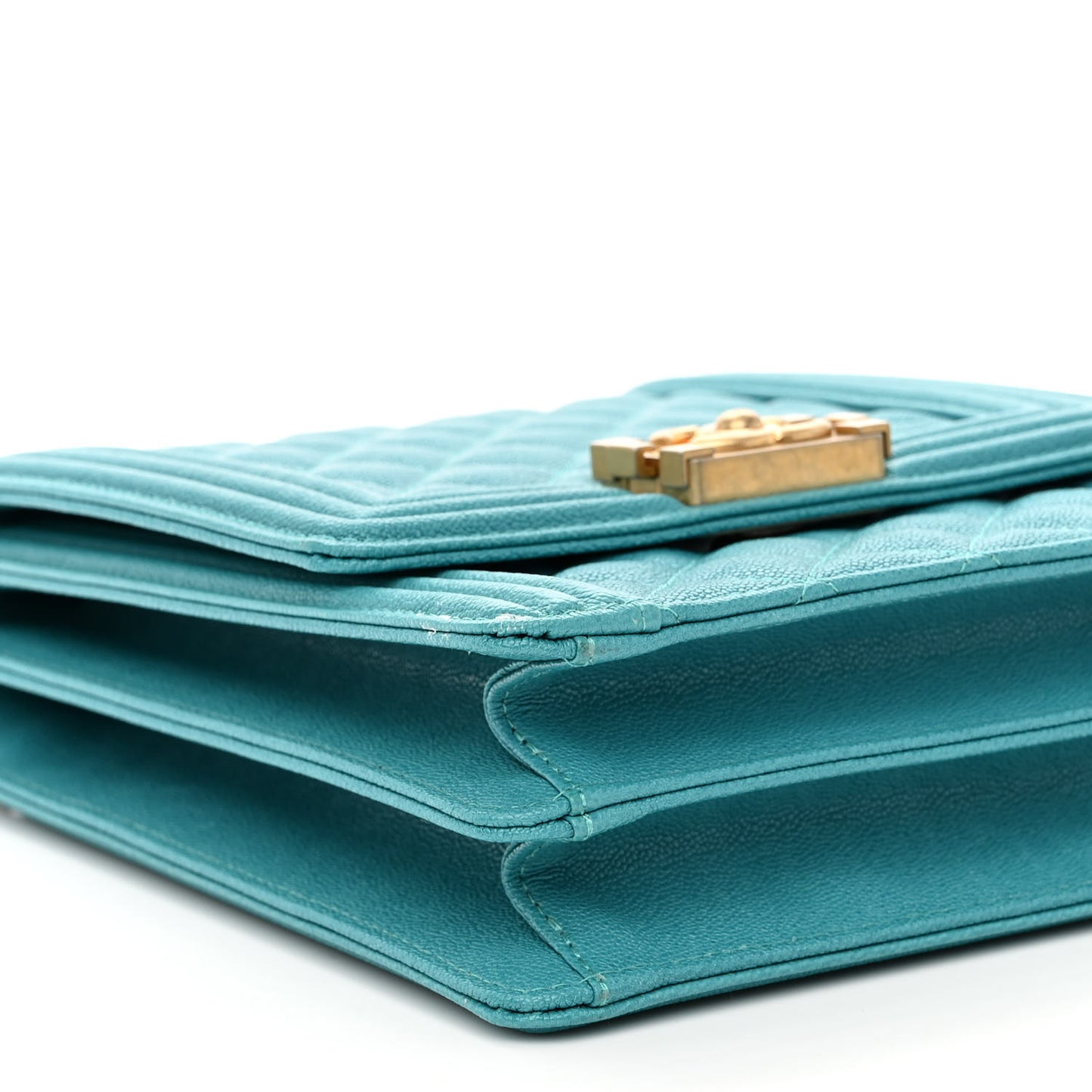 Caviar Quilted North South Boy Flap Turquoise