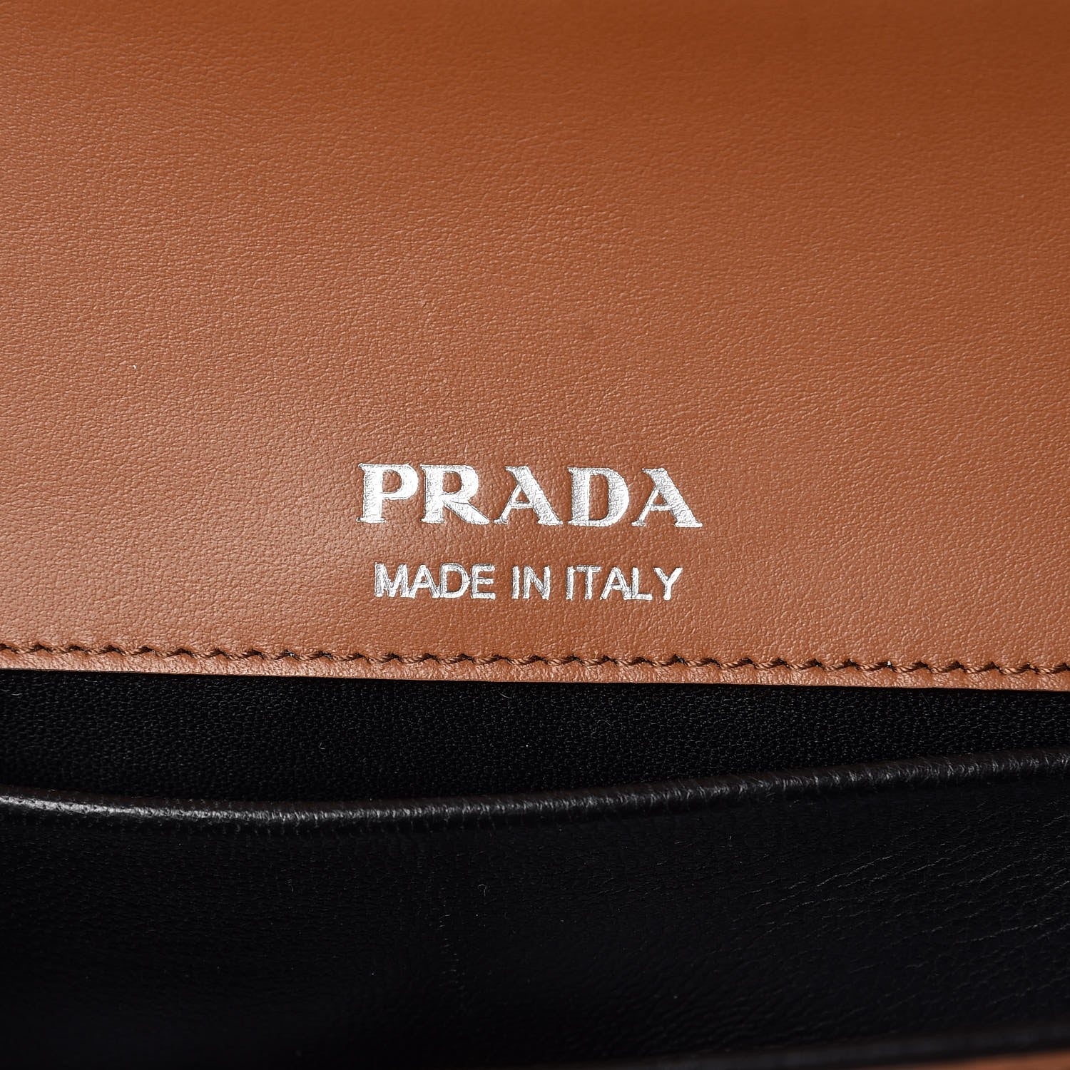 Prada City Calfskin Sidonie Shoulder Bag Black Cognac 7 of 8