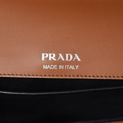 Prada City Calfskin Sidonie Shoulder Bag Black Cognac 7 of 8