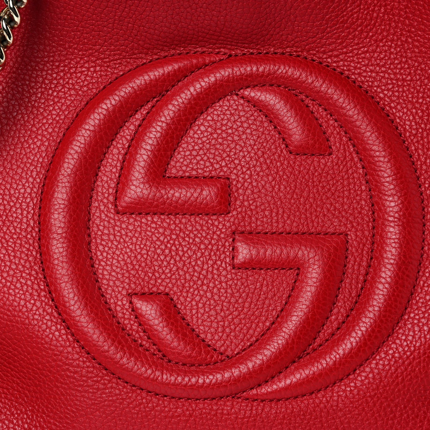 Gucci Pebbled Calfskin Medium Soho Chain Shoulder Bag Tabasco Red 14 of 14