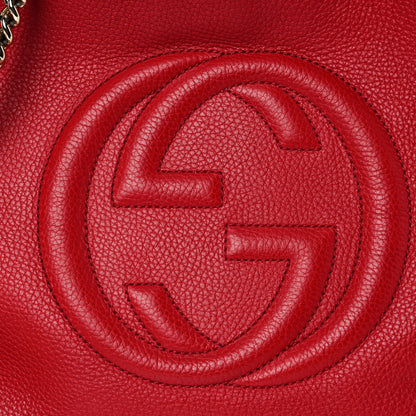 Gucci Pebbled Calfskin Medium Soho Chain Shoulder Bag Tabasco Red 14 of 14