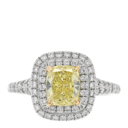 Tiffany Platinum 18K Yellow Gold Fancy Yellow Diamond 1.29ct Soleste Engagement Ring 52 6 1 of 5