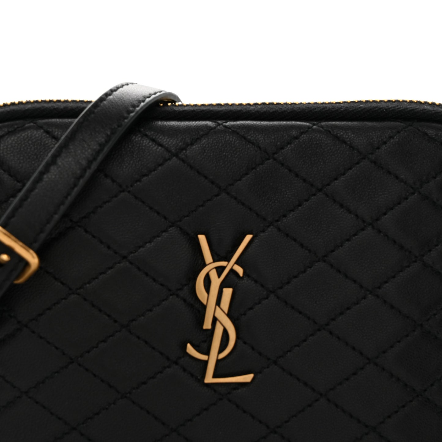 Lambskin Quilted Gaby Zipped Pouch Black