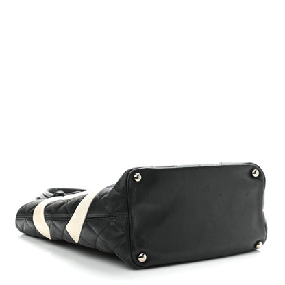 Chanel Calfskin Quilted Medium Cambon Tote Black White 4 of 12