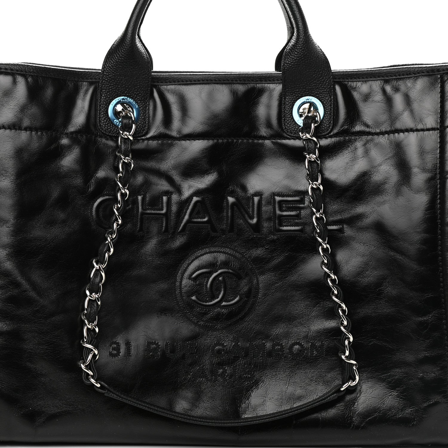 Chanel Glazed Calfskin Large Deauville Tote Black 8 of 10