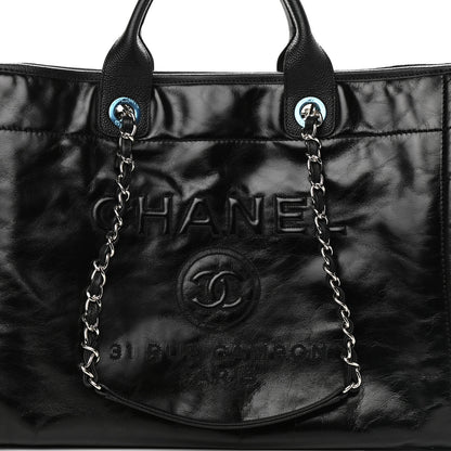 Chanel Glazed Calfskin Large Deauville Tote Black 8 of 10