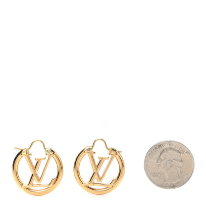 Louis Vuitton Metal Small Louise Hoop Earrings Gold 2 of 6