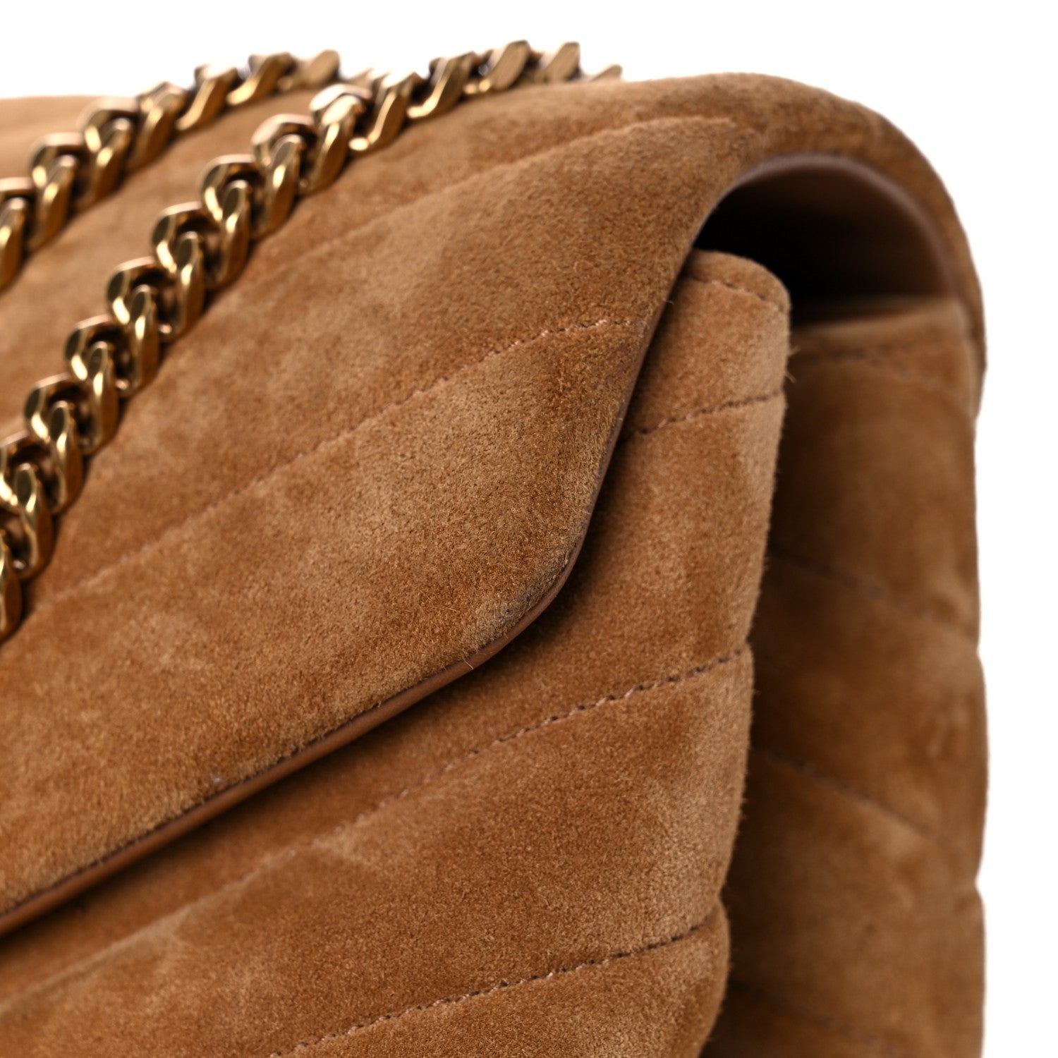 Saint Laurent Suede Y Quilted Monogram Medium Loulou Chain Satchel Cinnamon 23 of 27
