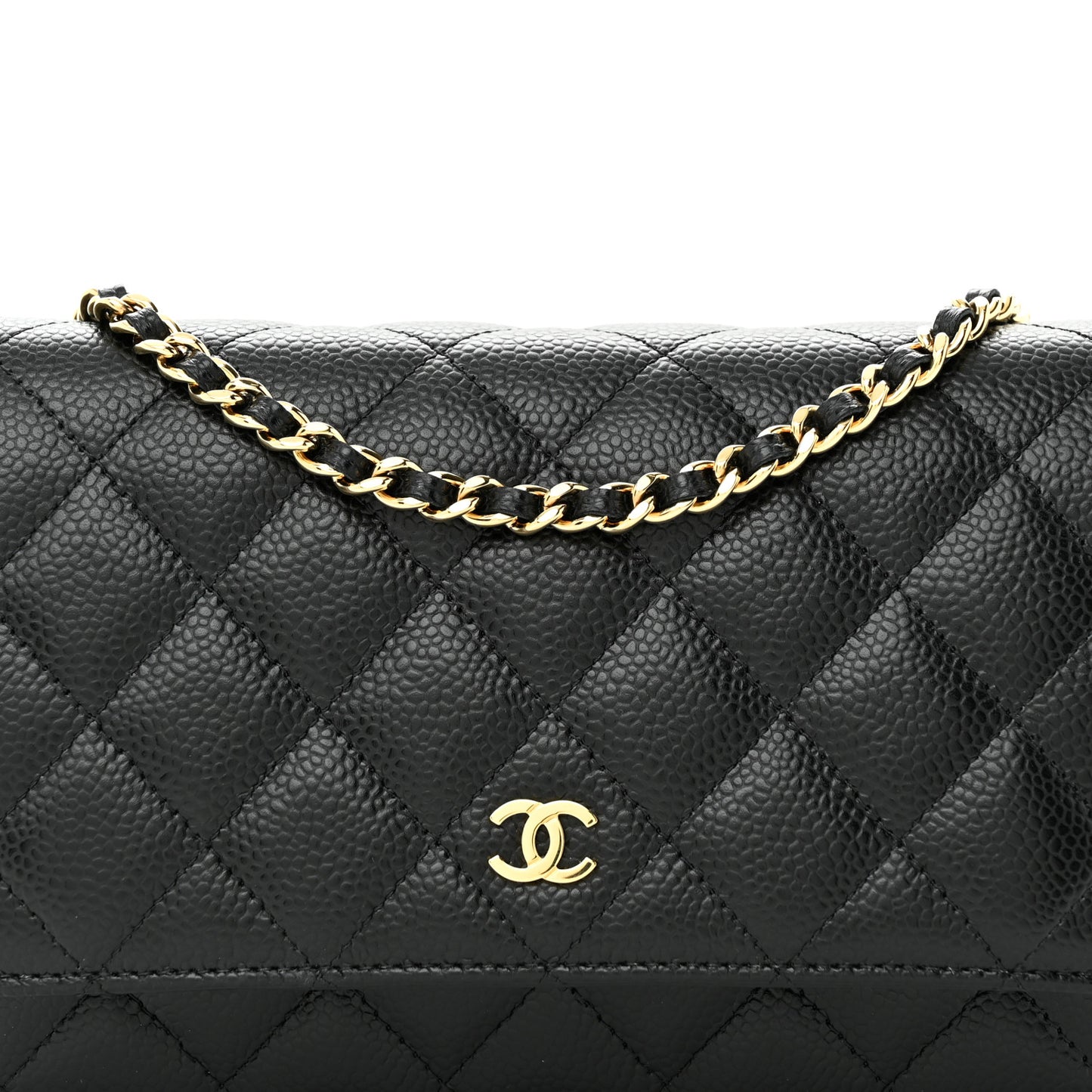 Caviar Quilted Wallet on Chain WOC Black