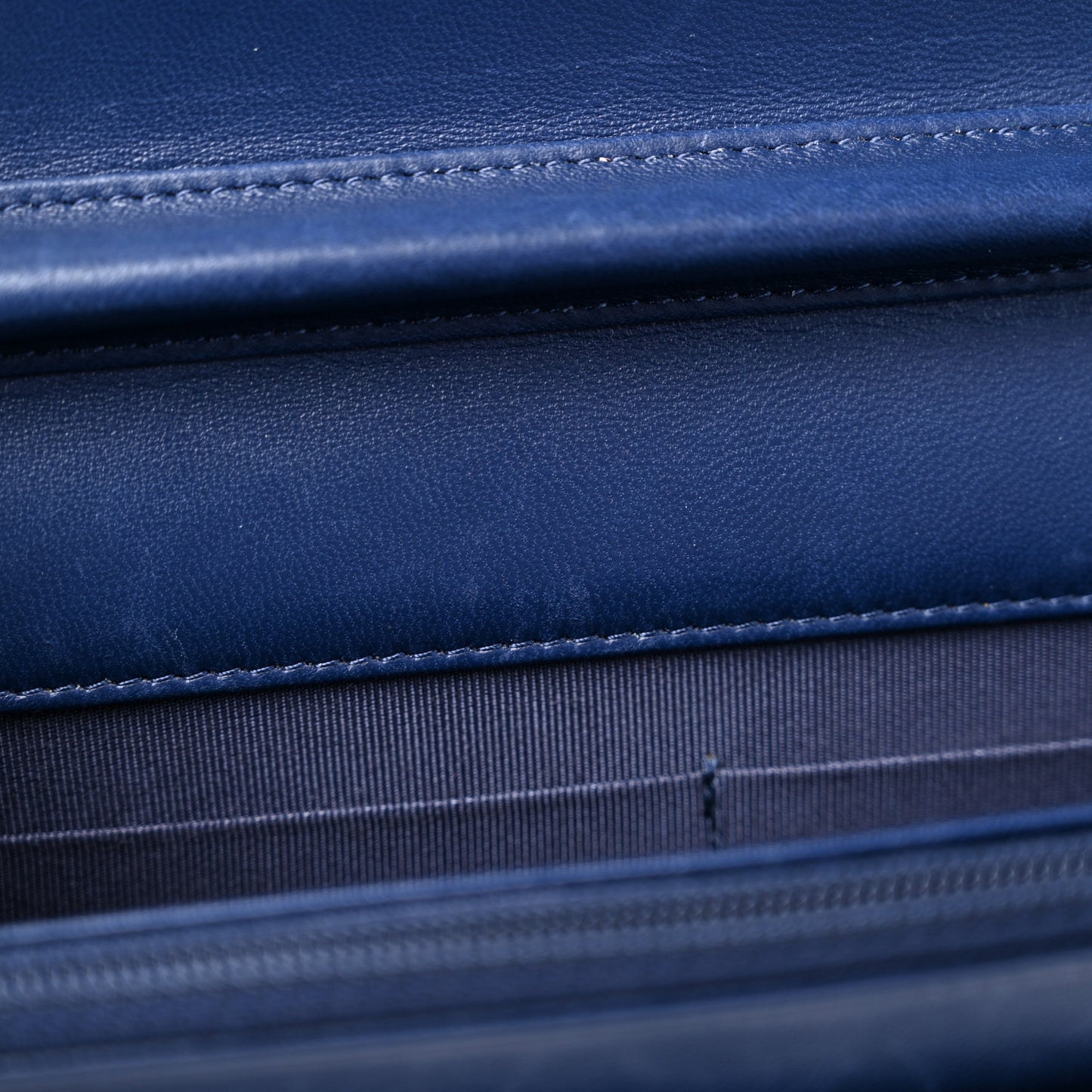 Lambskin Quilted Tri-Color Wallet On Chain WOC Dark Blue