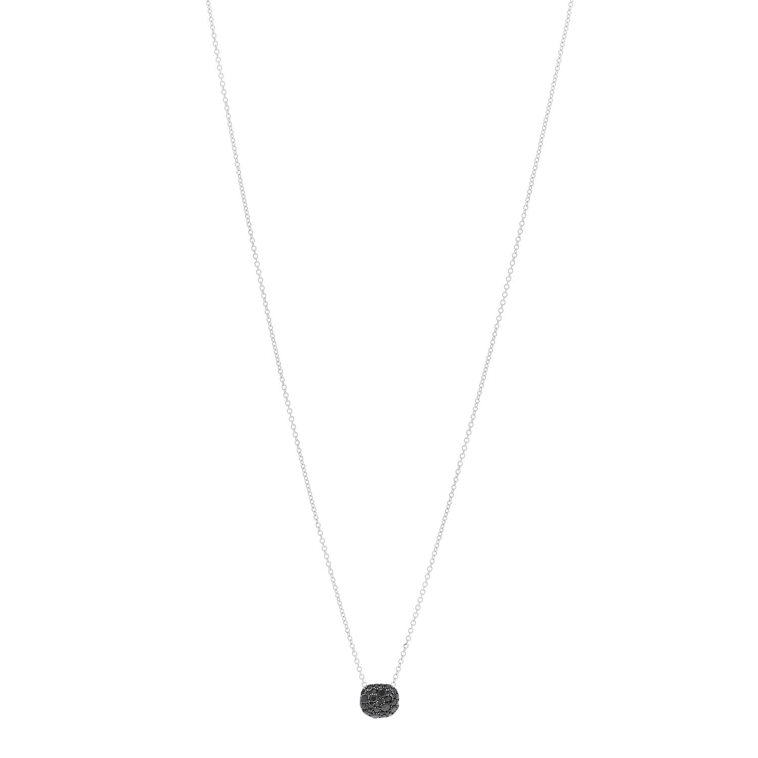 David Yurman 18K White Gold Black Diamond Cushion Pendant Necklace 1 of 6