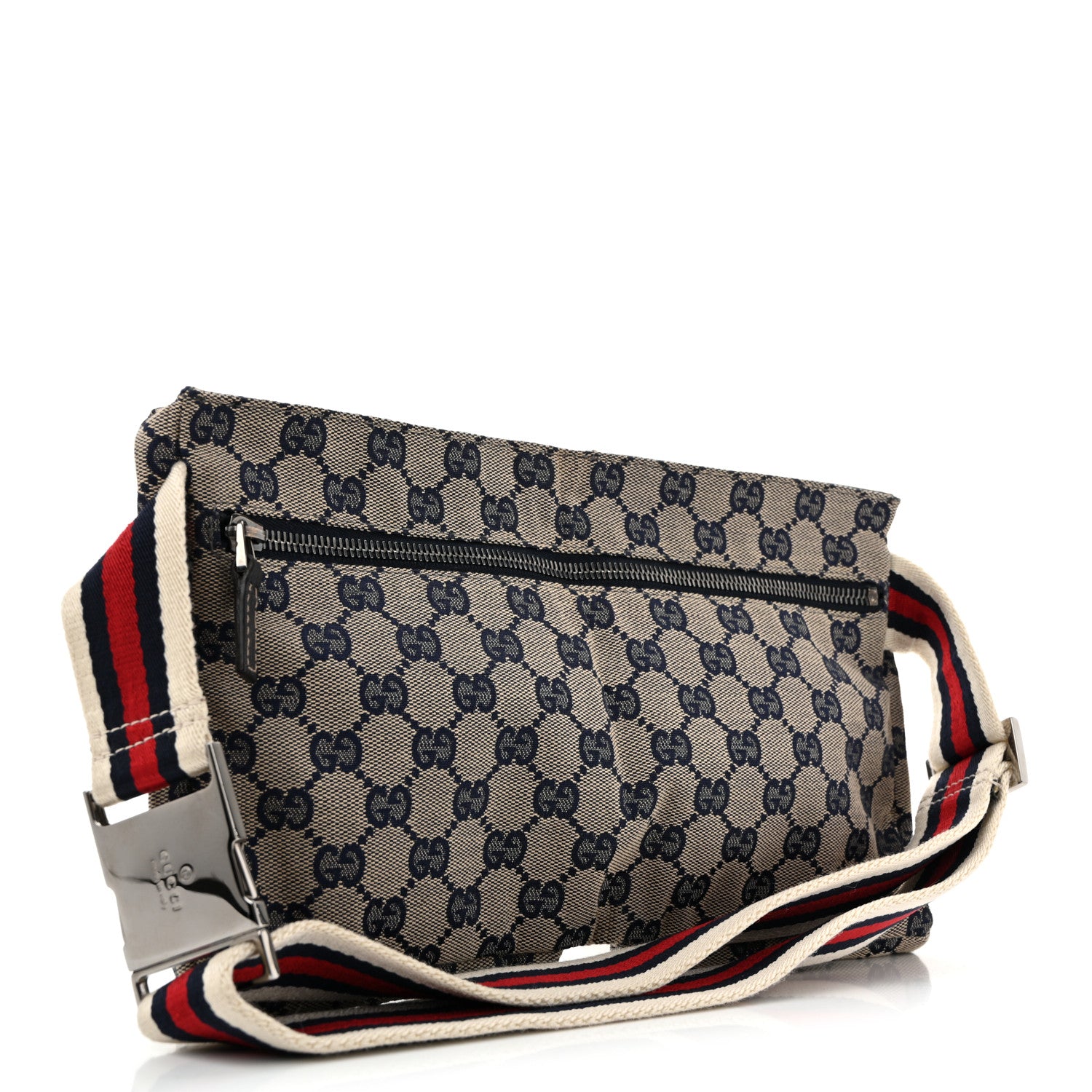 Gucci GG Monogram Web Double Pocket Belt Bag Navy 3 of 14