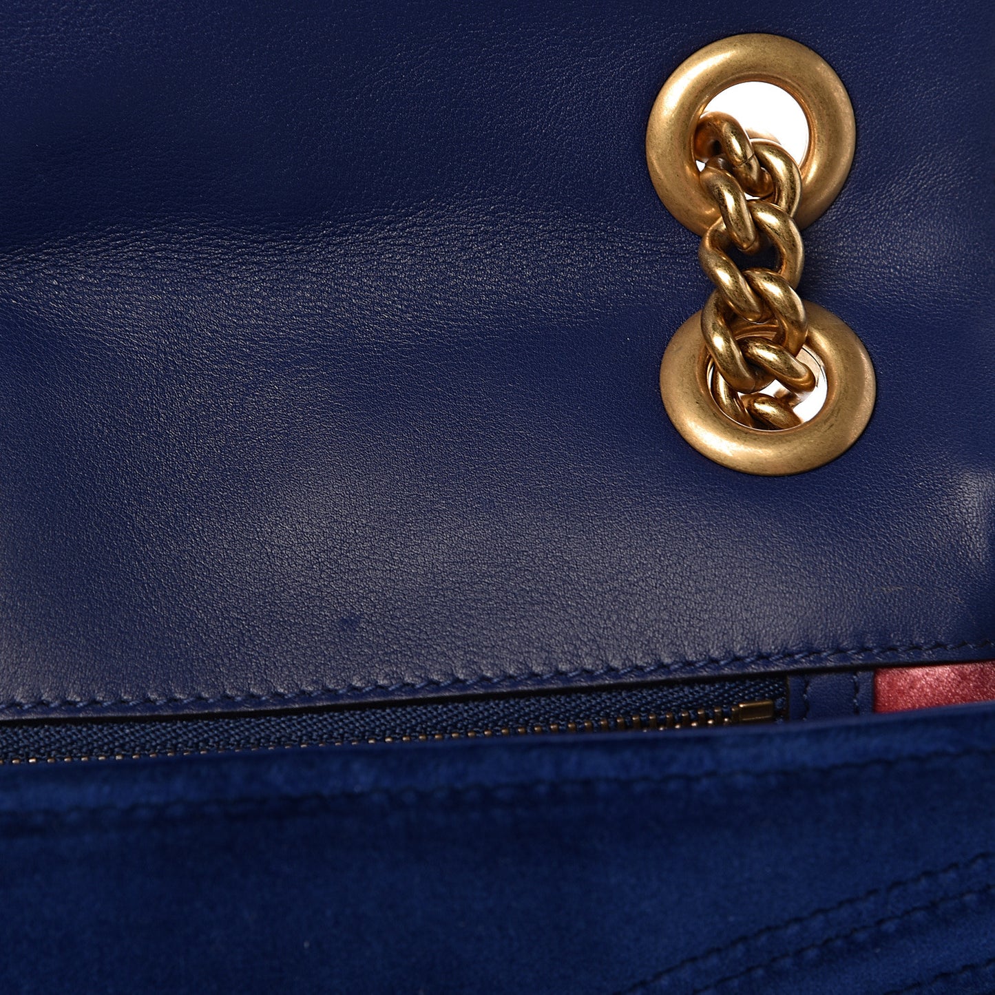 Velvet Matelasse Small GG Marmont Shoulder Bag Cobalt Blue