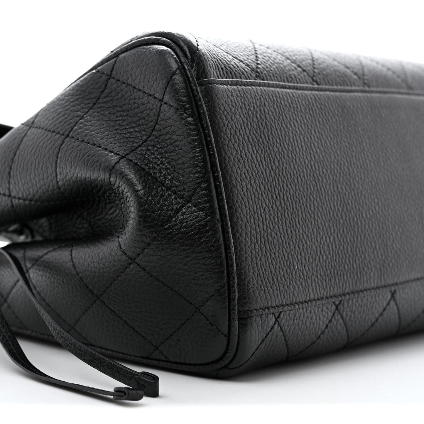 Grained Calfskin Stitched Urban Essentials Shopping Bag Black