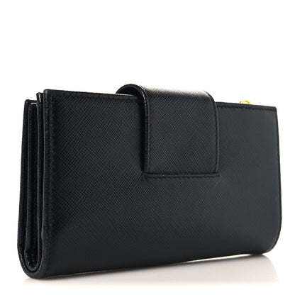 Prada Saffiano Metal Tab Wallet Black 3 of 9