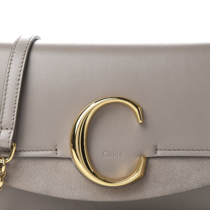 Chloe Calfskin Suede C Clutch With Chain Motty Grey 10 of 10