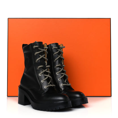 Hermes Calfskin Bridge Ankle Boots 36.5 Black 9 of 9