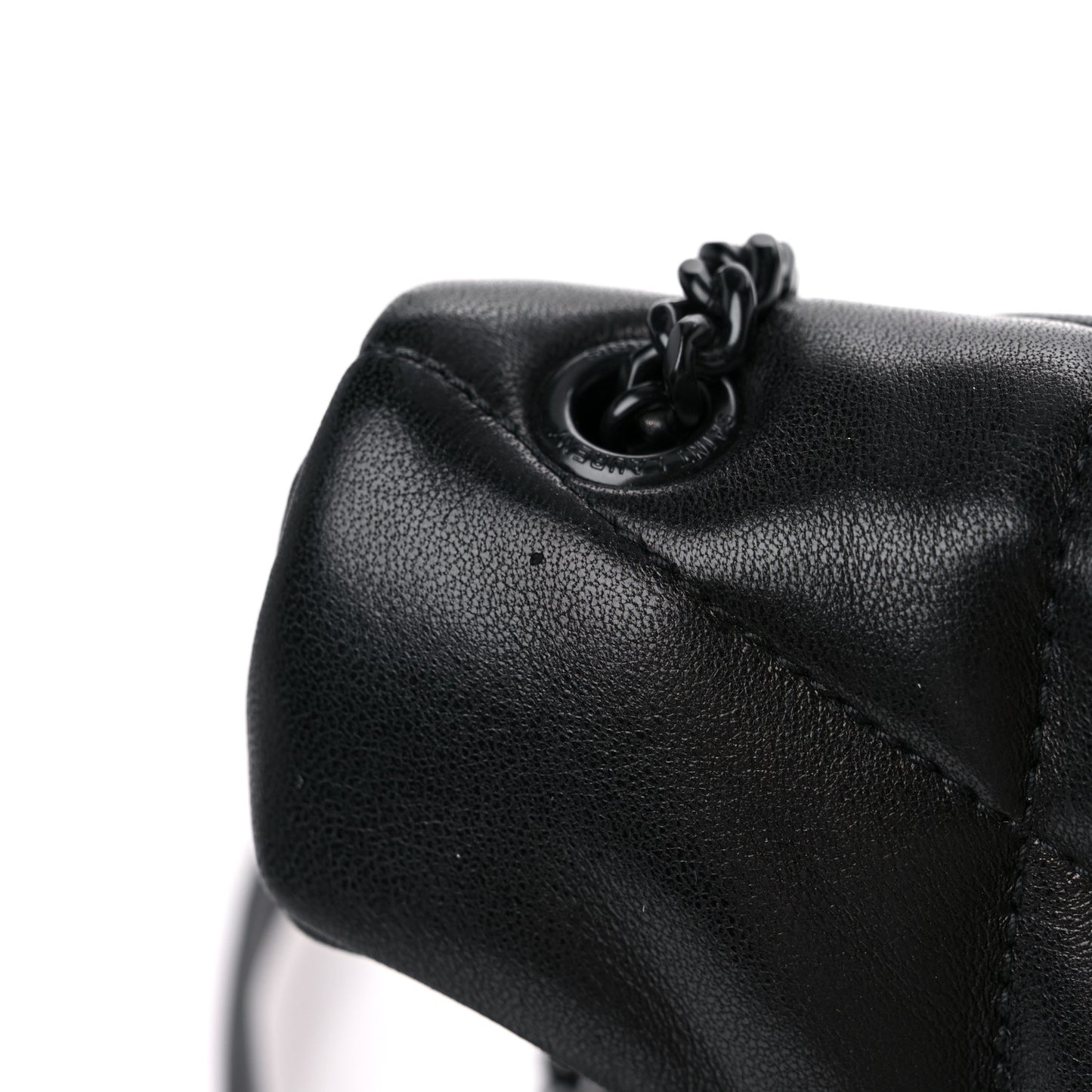 Lambskin Quilted Toy Loulou Puffer Monogram Chain Satchel Black