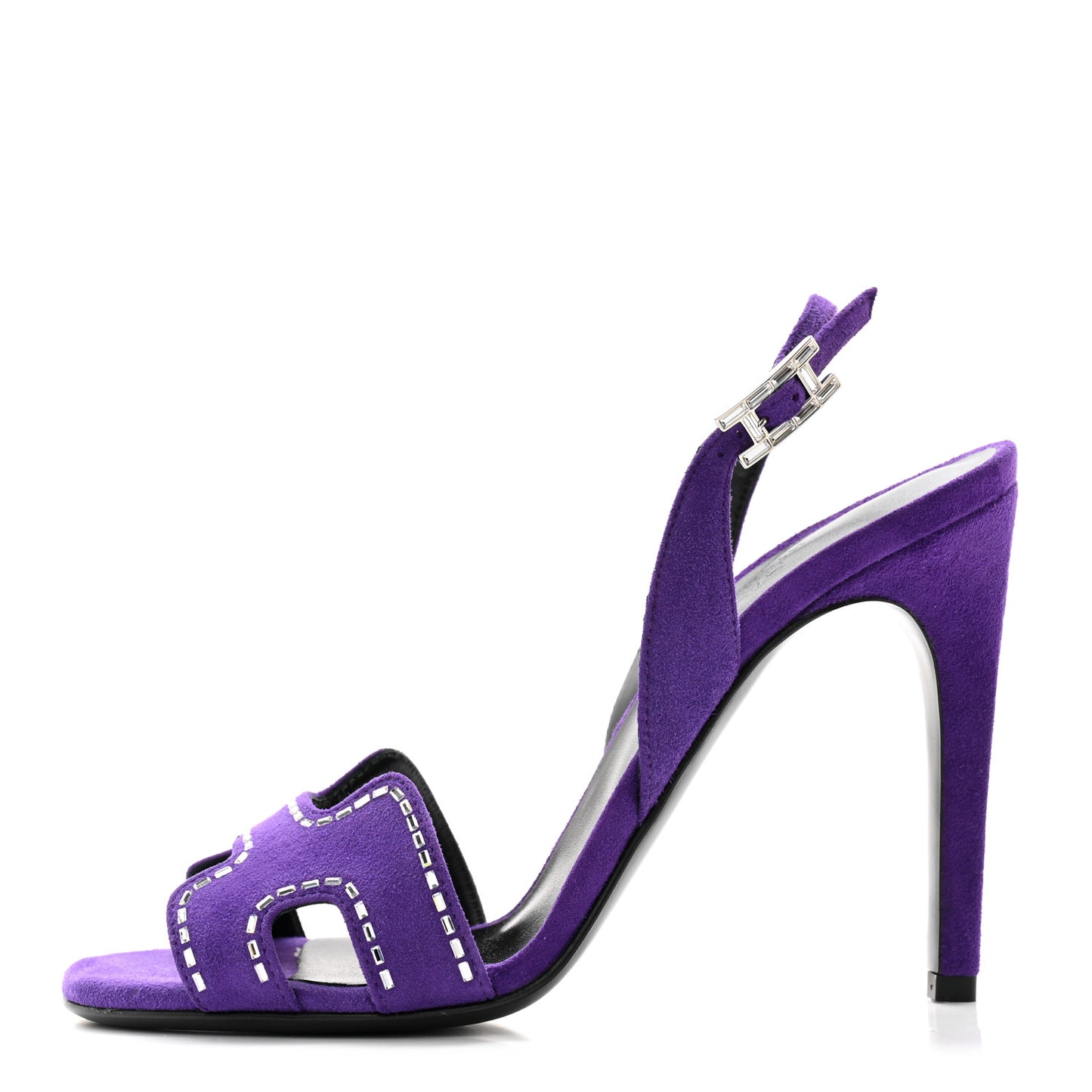Suede Goatskin Crystal Heden 80 Sandals 38 Violet Majorette