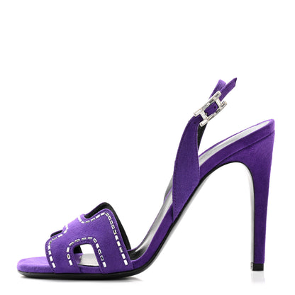 Hermes Suede Goatskin Crystal Heden 80 Sandals 38 Violet Majorette 1 of 10