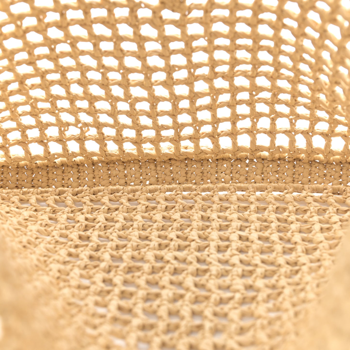 Yarn Raffia Effect Crochet Logo Embroidered Tote Bag Naturale