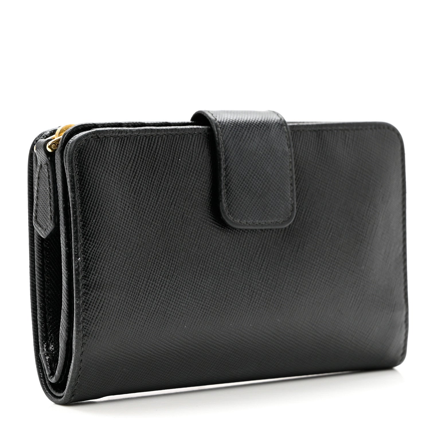Prada Saffiano Metal Compact Wallet Black 3 of 8
