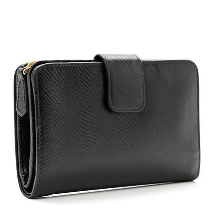 Prada Saffiano Metal Compact Wallet Black 3 of 8