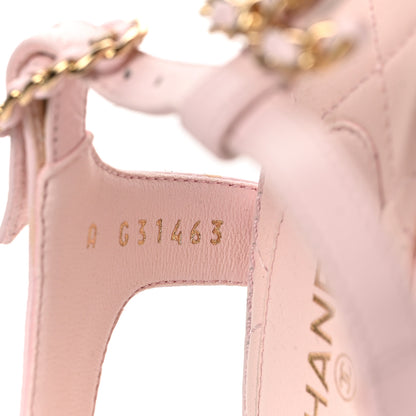 Chanel Lambskin Chain CC Logo Thong Sandals 37 Light Pink 8 of 8