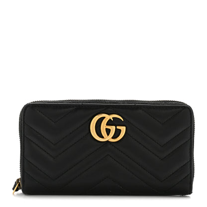 Gucci Calfskin Matelasse GG Marmont Zip Around Organizer Wallet Black 1 of 11