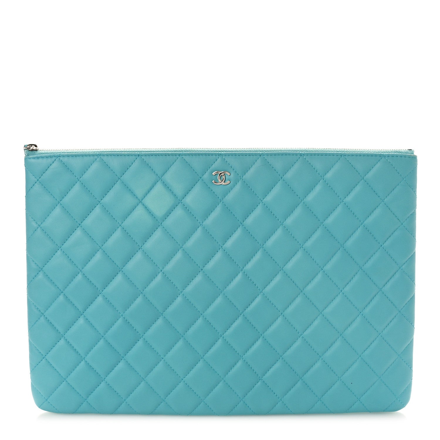Chanel Lambskin Quilted Large Cosmetic Case Light Blue 1 of 10