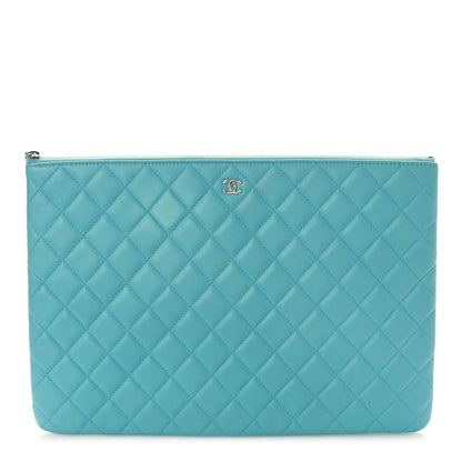 Chanel Lambskin Quilted Large Cosmetic Case Light Blue 1 of 10