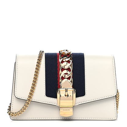 Gucci Calfskin Super Mini Sylvie Chain Shoulder Bag White 1 of 9