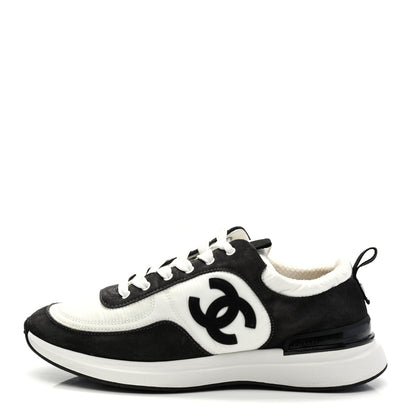 Chanel Nylon Suede Calfskin CC Sneakers 39 White Dark Grey 1 of 9