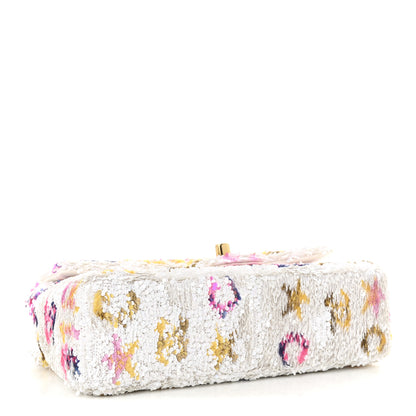 Chanel Sequin Logo CC Small Single Flap White Multicolor 4 of 10
