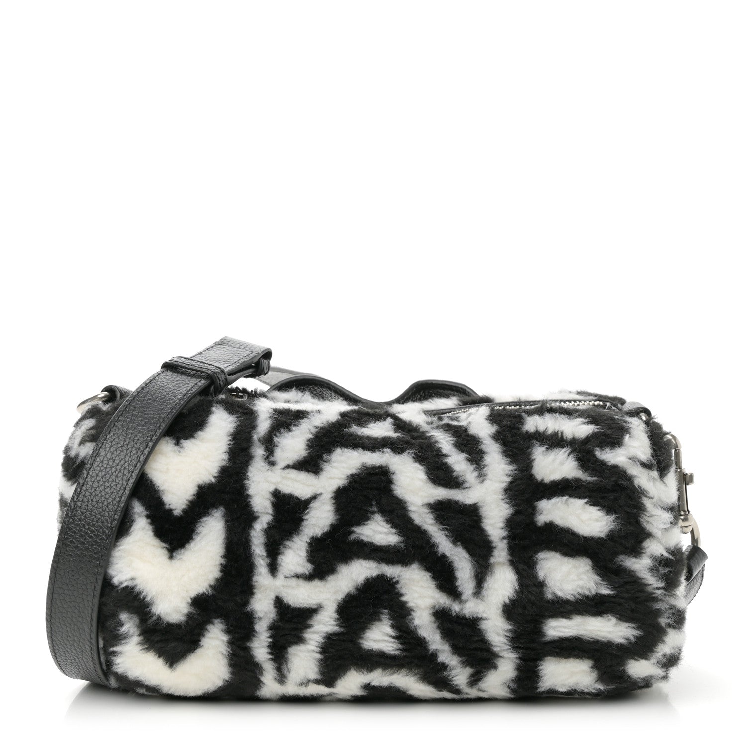 Marc Jacobs Faux Fur The Duffle Top Handle Bag Black White 1 of 10