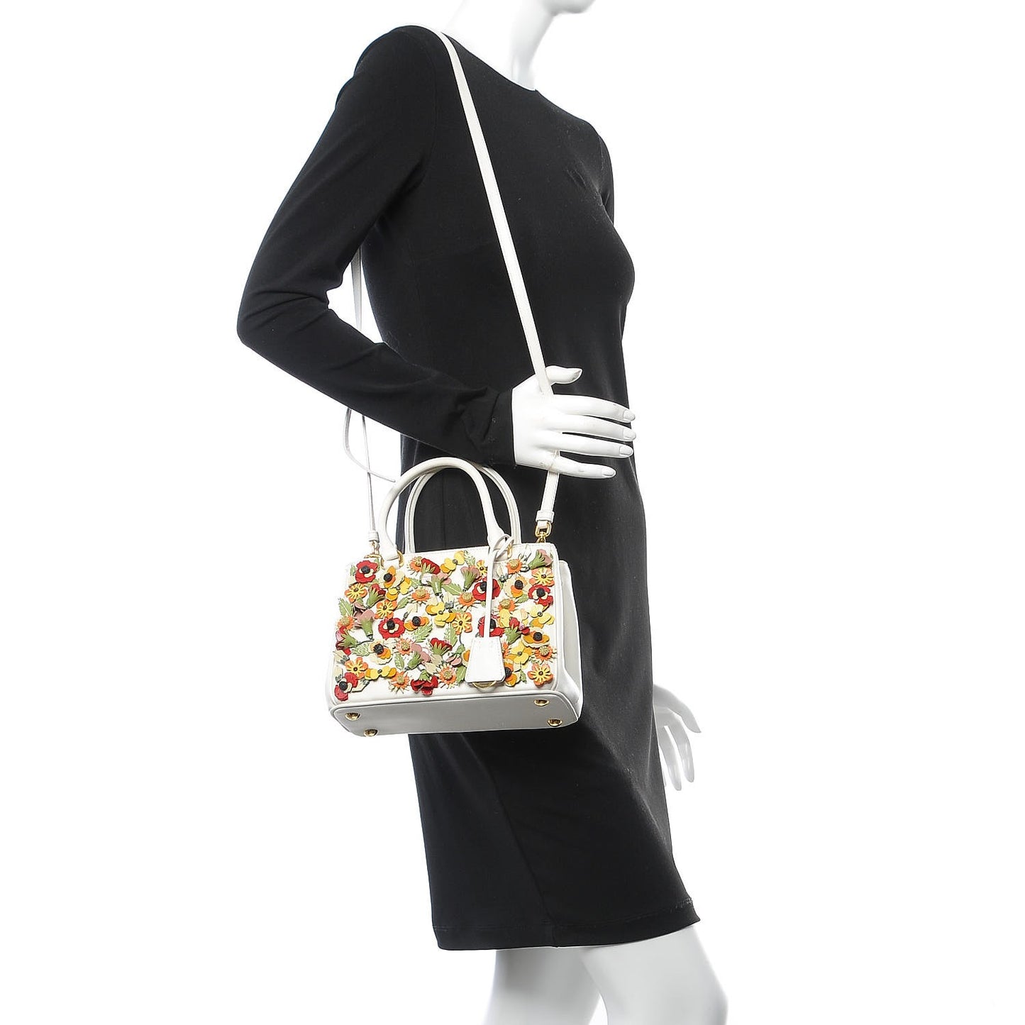 Saffiano Small Galleria Double Zip Garden Tote Bianco